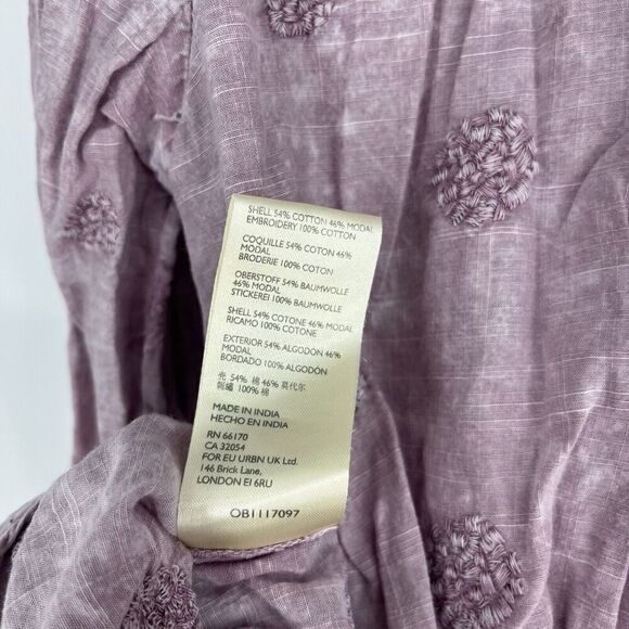 Pilcro Anthropologie Shirt Size XS Whitney Lavender Button Down Embroidered Top - Picture 8 of 8